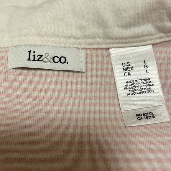 Pink striped shirt, color, pretty V cut. Lightly worn! - Picture 2 of 3